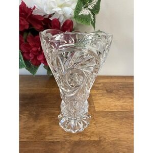 Vintage Lead Crystal Vase Star of David‎ Cut Glass Heavy Clear European Decor
